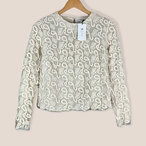 NWT R Studio Crochet Lace Long Sleeve Blouse 4